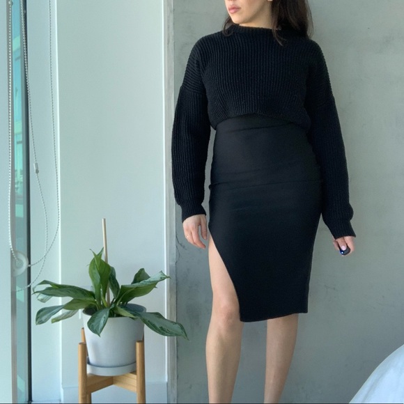 Like New Bandage Like Bodycon Midi Dress- Black - Picture 4 of 15